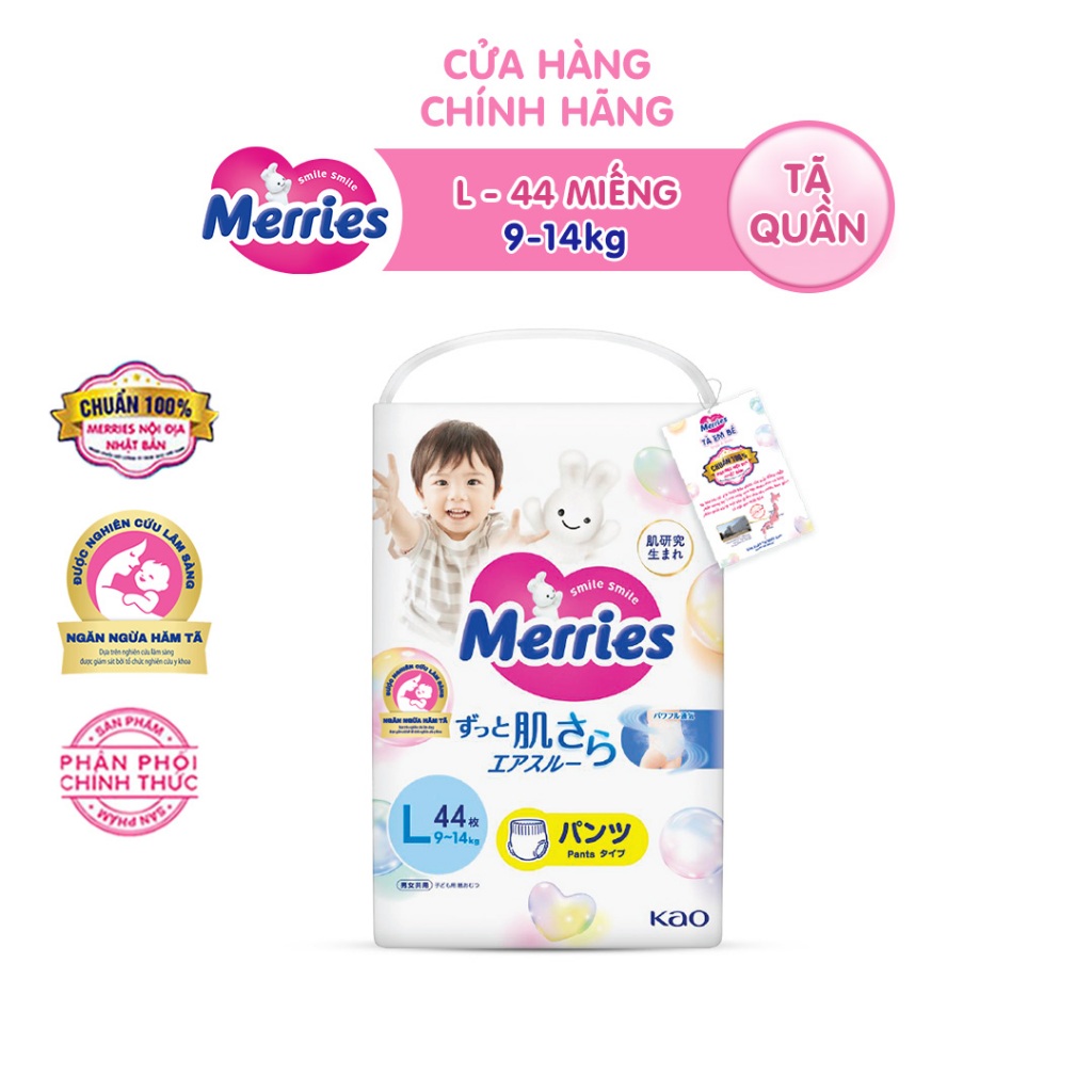 Tã/bỉm quần Merries size L - 44 miếng (dành cho bé từ 9 - 14kg) mới