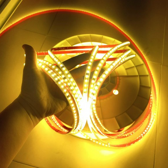 LED Dây dán 2835 220V Ánh sáng Vàng, Trắng 8mm Bọc silicon Decor tủ, bếp, trang trí,...