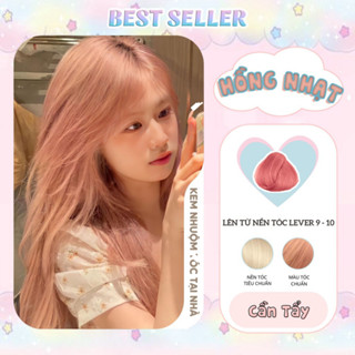 Thuốc nhuộm tóc HỒNG NHẠT cần tẩy, nâng tone Blackpink phong cách Hàn Quốc hottrend tặng mũ trùm găng tay May Hair