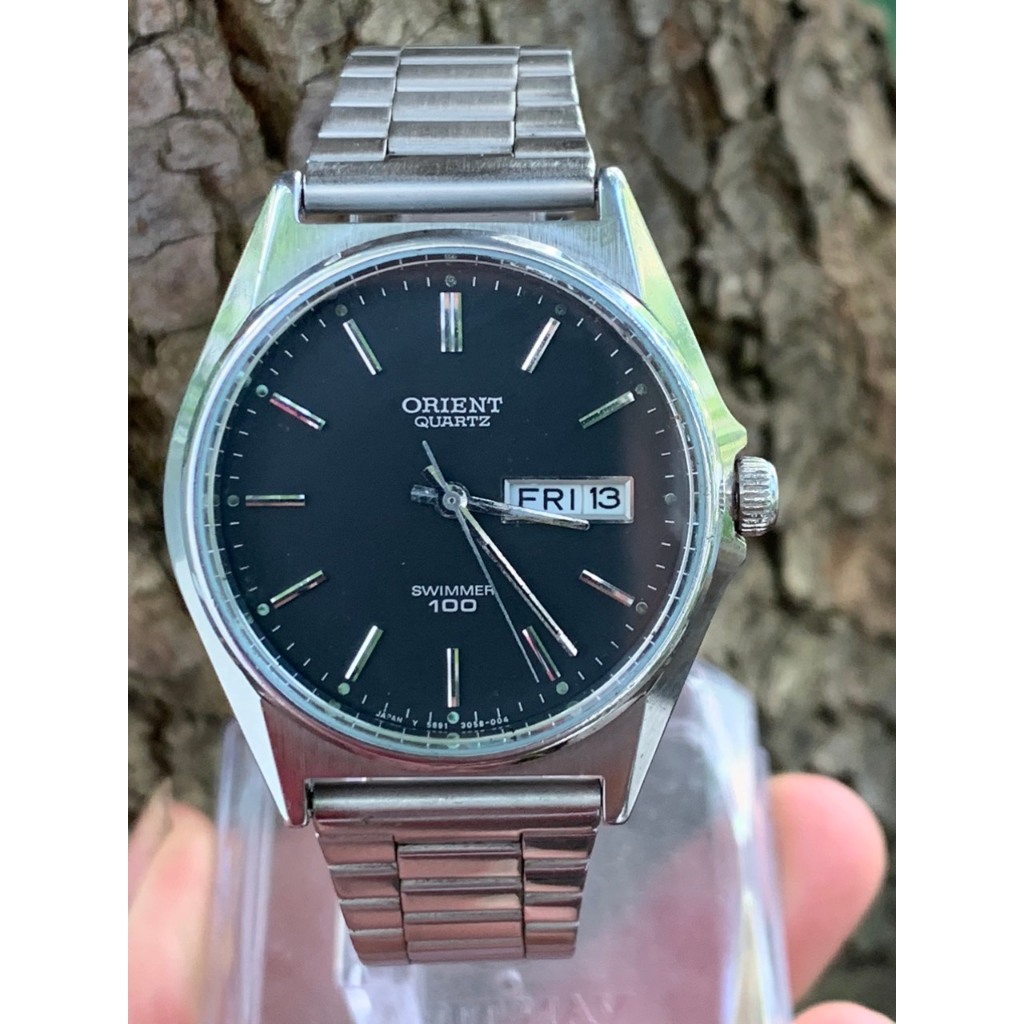 Đồng hồ nam Orient Pin , có ô cửa lịch, dây kim loạ