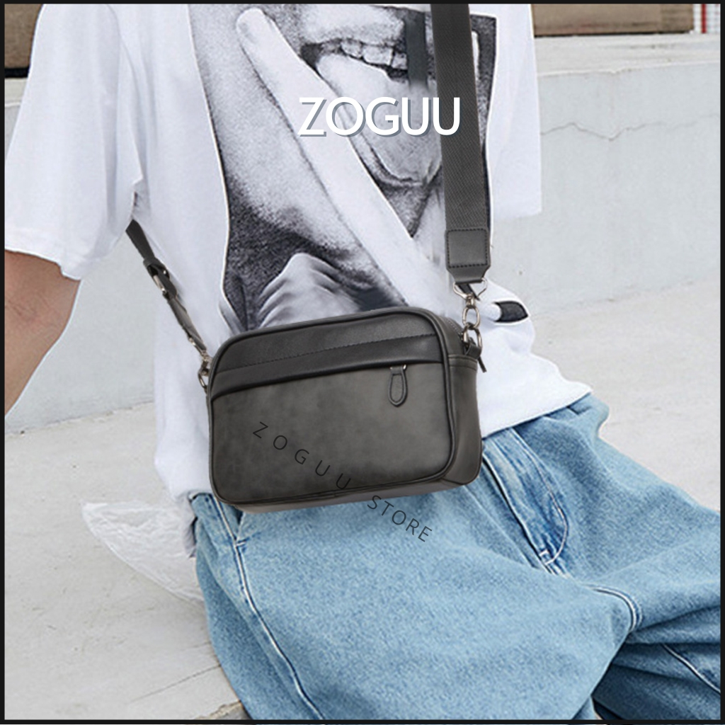 Túi đeo chéo nam da trơn cao cấp hình hộp chữ nhật phù hợp đi chơi đi làm màu xám BAM112