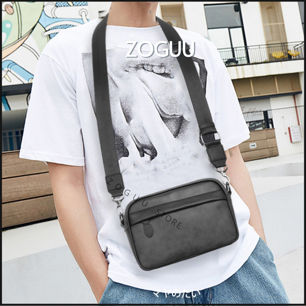 Túi đeo chéo nam da trơn cao cấp hình hộp chữ nhật phù hợp đi chơi đi làm màu xám BAM112