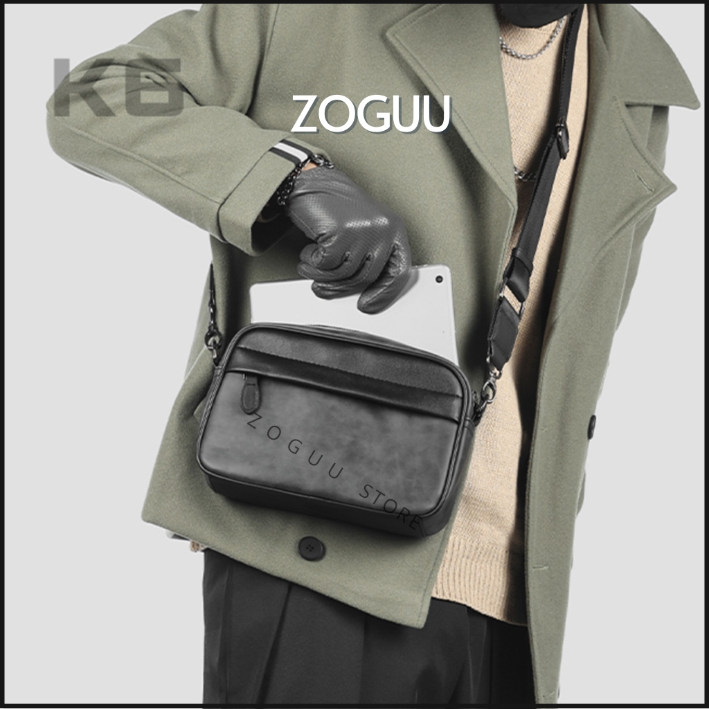 Túi đeo chéo nam da trơn cao cấp hình hộp chữ nhật phù hợp đi chơi đi làm màu xám BAM112