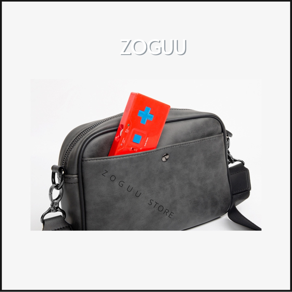 Túi đeo chéo nam da trơn cao cấp hình hộp chữ nhật phù hợp đi chơi đi làm màu xám BAM112