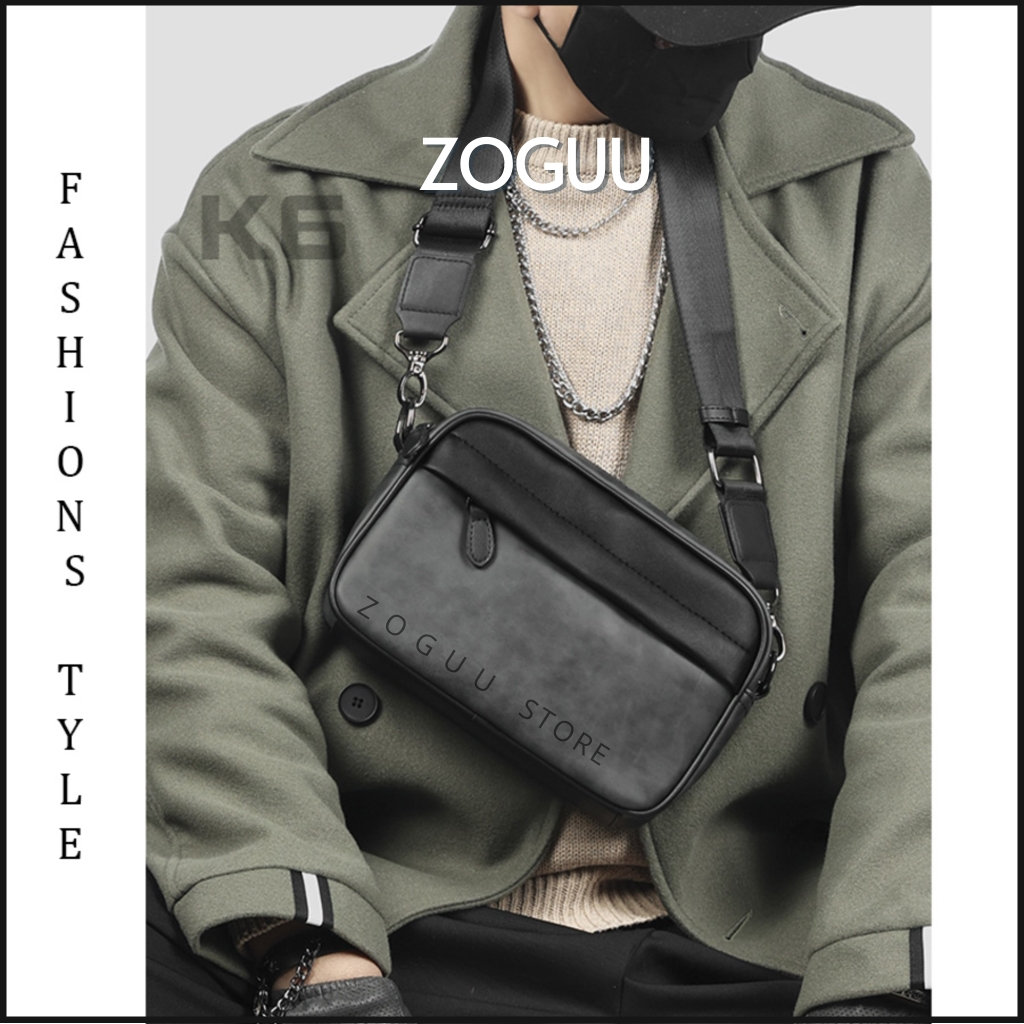 Túi đeo chéo nam da trơn cao cấp hình hộp chữ nhật phù hợp đi chơi đi làm màu xám BAM112