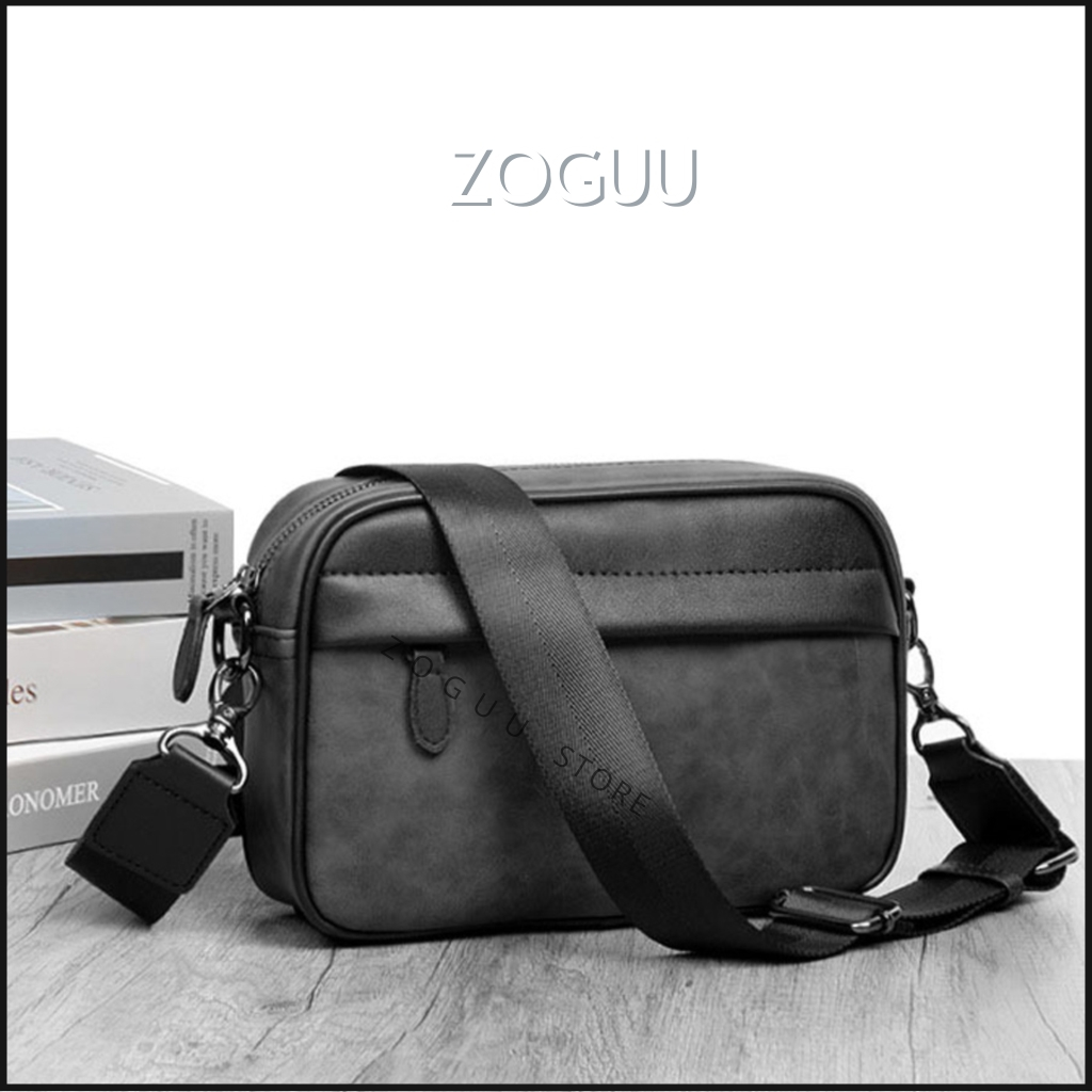 Túi đeo chéo nam da trơn cao cấp hình hộp chữ nhật phù hợp đi chơi đi làm màu xám BAM112