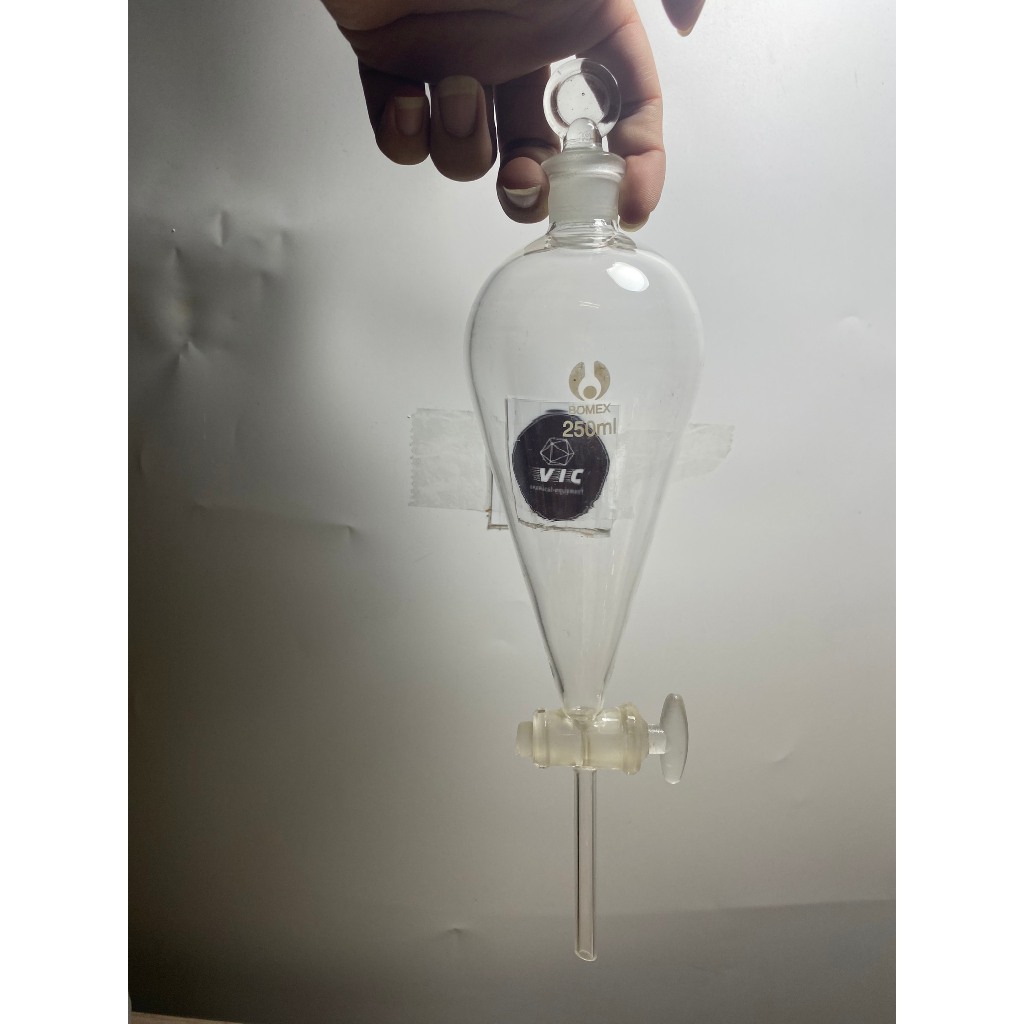 PHỄU CHIẾT QUẢ LÊ, KHÓA THỦY TINH nhiều kích thước