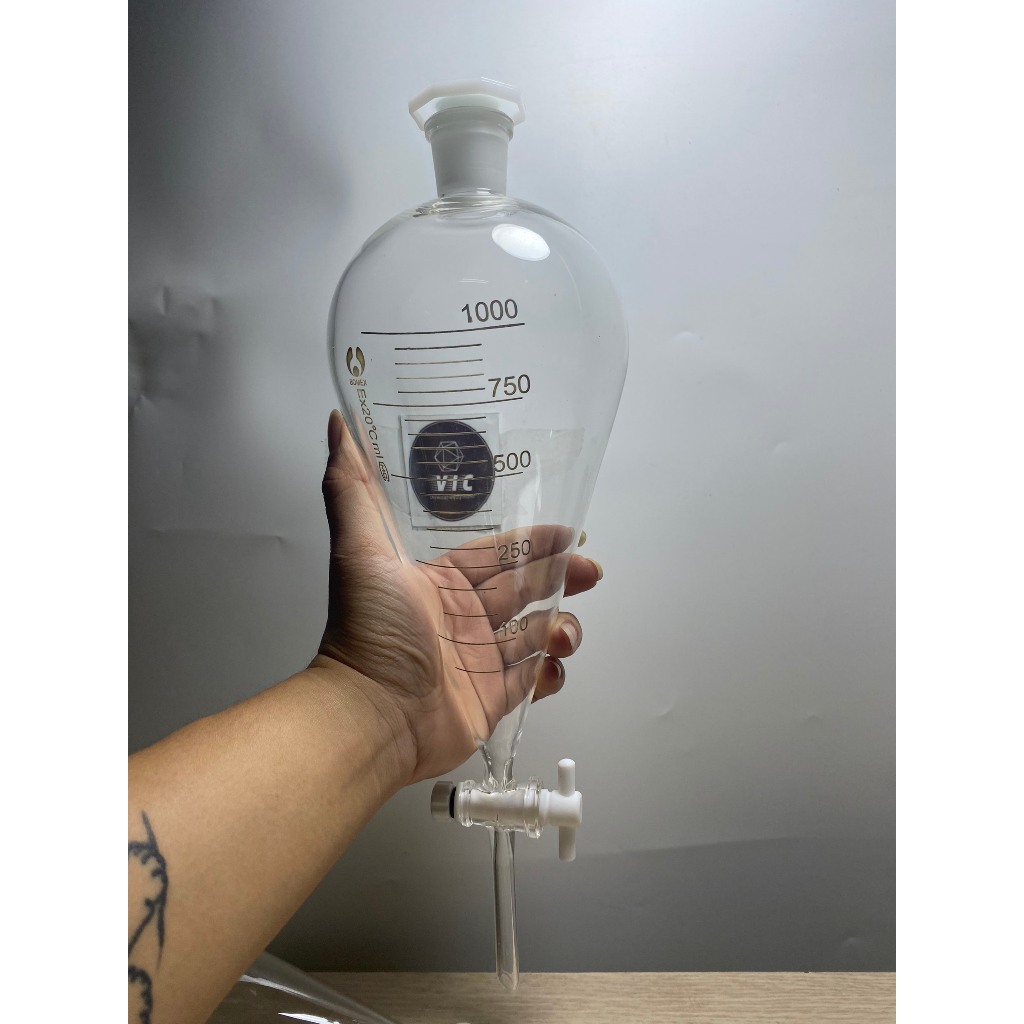 PHỄU CHIẾT QUẢ LÊ, KHÓA THỦY TINH nhiều kích thước