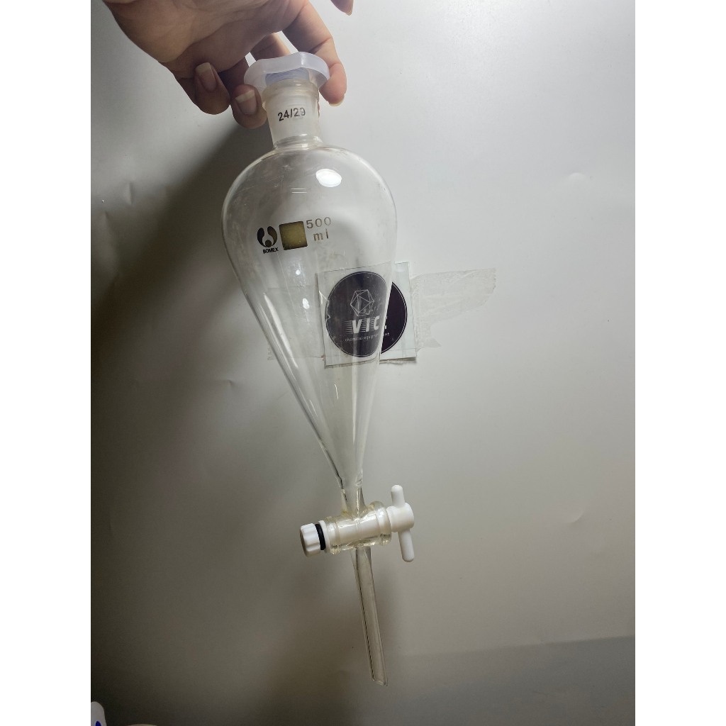 PHỄU CHIẾT QUẢ LÊ, KHÓA THỦY TINH nhiều kích thước