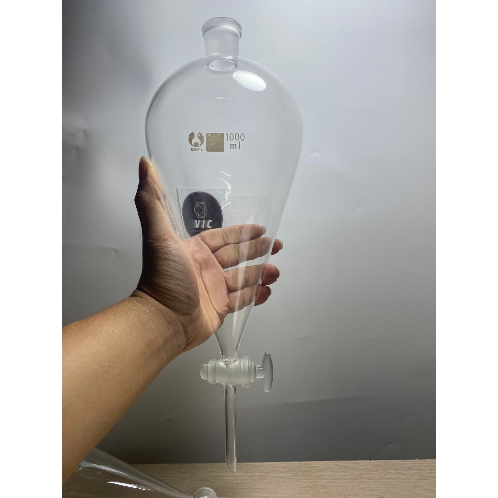 PHỄU CHIẾT QUẢ LÊ, KHÓA THỦY TINH nhiều kích thước