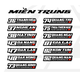 Tem dán xe 63 tỉnh thành miền trung|team decal sticker biển số xe máy ô tô xe điện chống nước