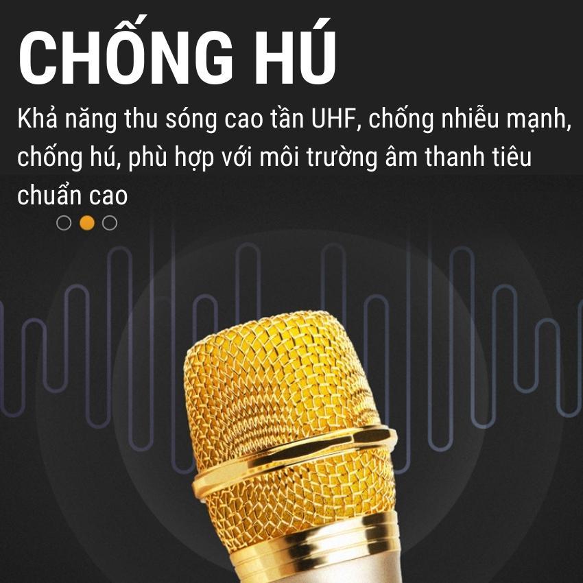 Bộ micro không dây phòng thu VHF - Mic không dây cầm tay, mic tầm xa âm thanh chuyên nghiệp, micro đơn hướng