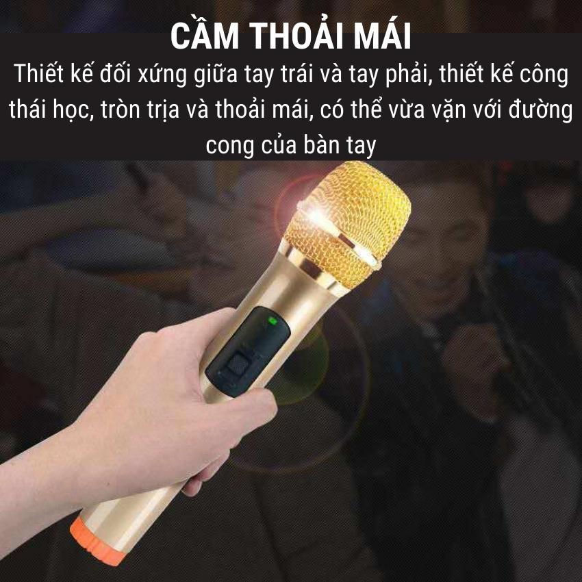 Bộ micro không dây phòng thu VHF - Mic không dây cầm tay, mic tầm xa âm thanh chuyên nghiệp, micro đơn hướng