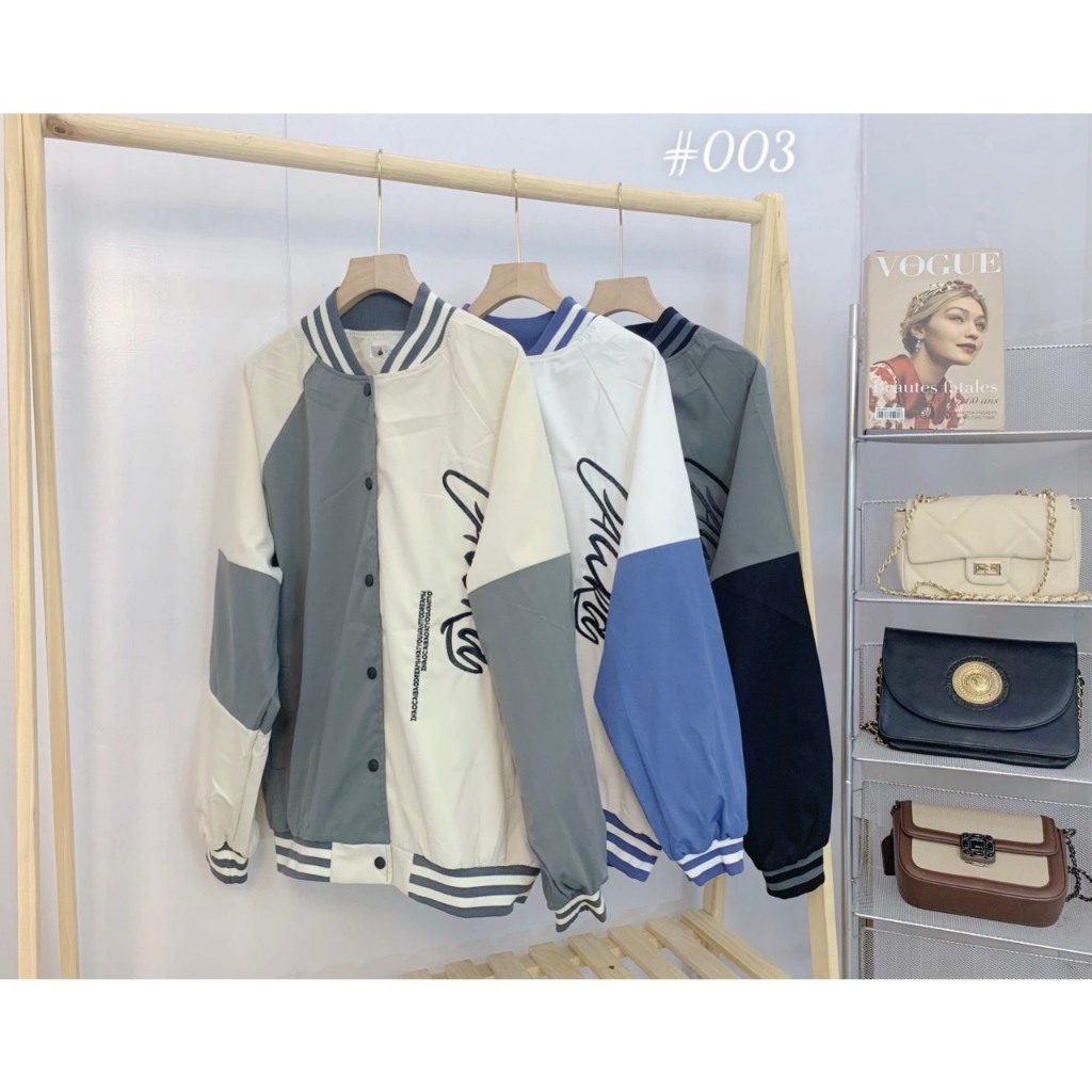 Áo khoác bomber 2 lớp varsity chữ thêu nổi hàng Quảng Châu Sammy House Mã Aobomber003_