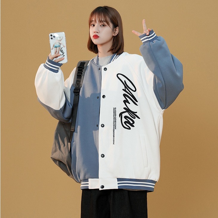 Áo khoác bomber 2 lớp varsity chữ thêu nổi hàng Quảng Châu Sammy House Mã Aobomber003_