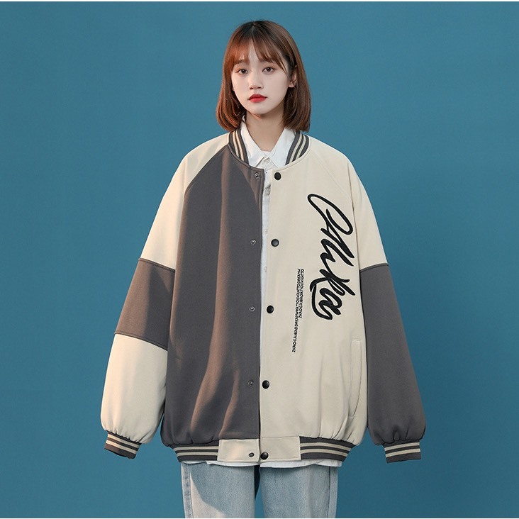 Áo khoác bomber 2 lớp varsity chữ thêu nổi hàng Quảng Châu Sammy House Mã Aobomber003_