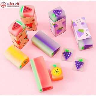 Combo 3 cục gôm tẩy bút chì majica 629 thỏi hình trái cây dễ thương, có mùi thơm, loại dày, tẩy siêu sạch