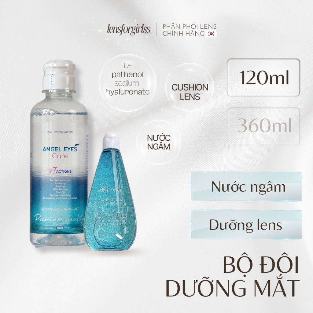 Các loại Bộ đôi cấp ẩm nước ngâm Angel eyes và nhỏ mắt, dưỡng lens - Made in Korea