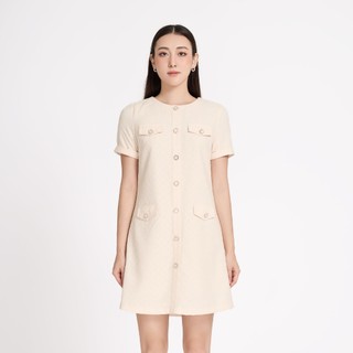 Đầm mini suông xốp dệt nút kiểu Maybi