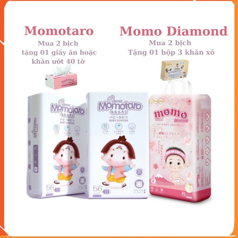 TẶNG QUÀ Tã Bỉm Momotaro Momo Diamond đủ size S56 M48 M46 L42 XL39 XXL36