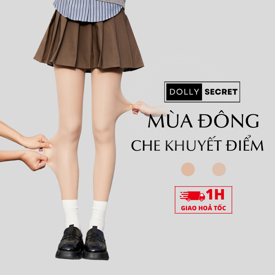 Quần Tất Da Chân 100D Che Khuyết Điểm Mùa Đông DOLLY SECRET Quần Tất 2 Lớp Giữ Ấm Siêu Dai Thon Gọn Thật Chân T40