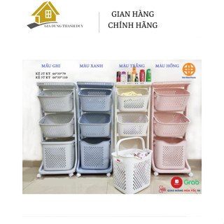 Kệ nhựa 2-3 tầng Việt Nhật Plastic có sọt đựng đồ tiện lợi, Rổ đựng quần áo 3 tầng có bánh xe nhựa Việt Nhật TD SHOP