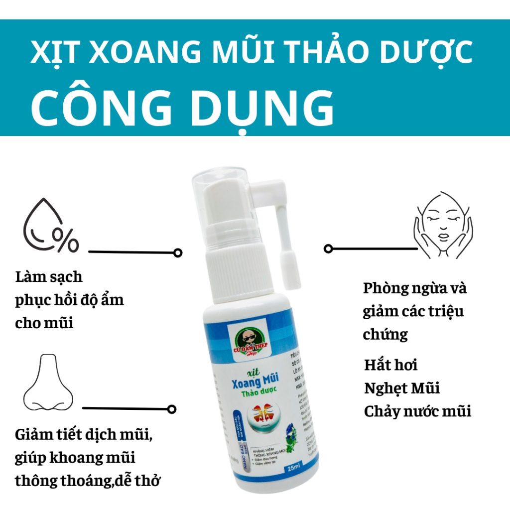 Xịt Xoang Mũi Thảo Dược Cú Đấm Thép 25Ml,Hết Viêm Xoang Khoang Mũi Thông Thoáng Sạch Mũi Tức Thì