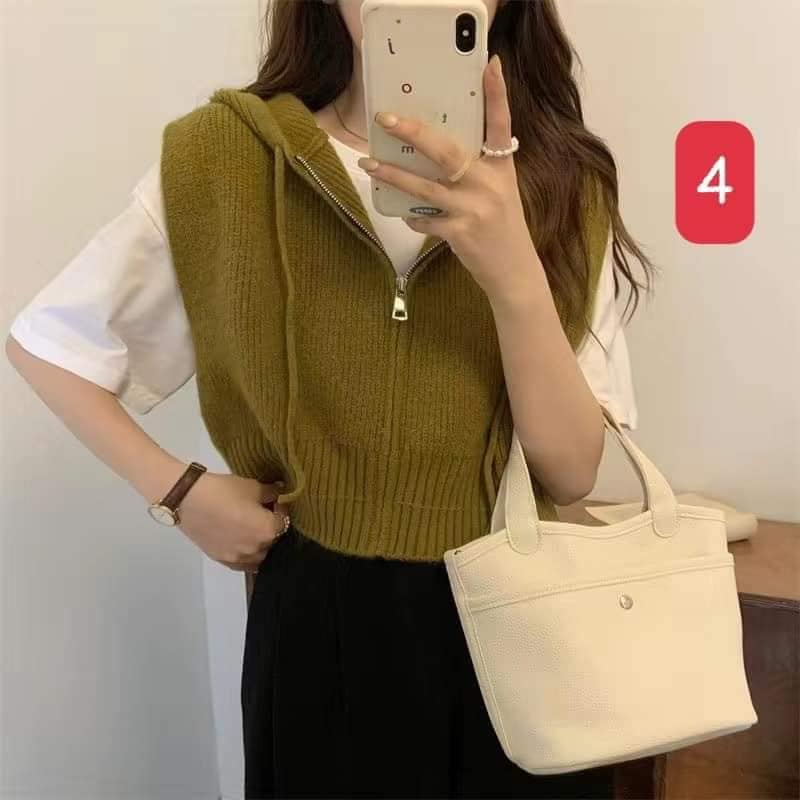 Áo Gile len có mũ 3 lỗ nhiều màu