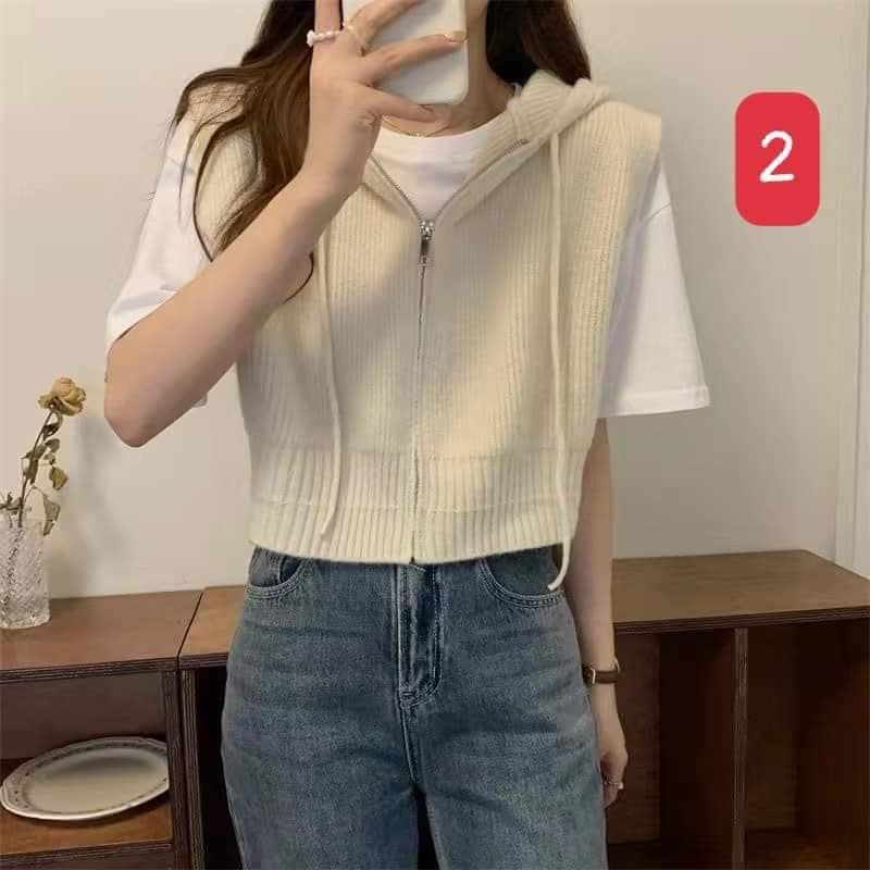 Áo Gile len có mũ 3 lỗ nhiều màu