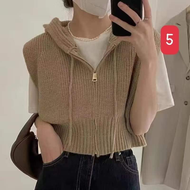 Áo Gile len có mũ 3 lỗ nhiều màu
