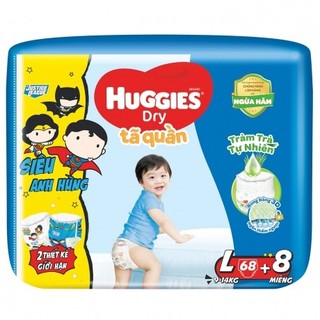 Bỉm Tã Quần Huggies L 68 Miếng ( Skincare Tràm Trà Tự Nhiên)