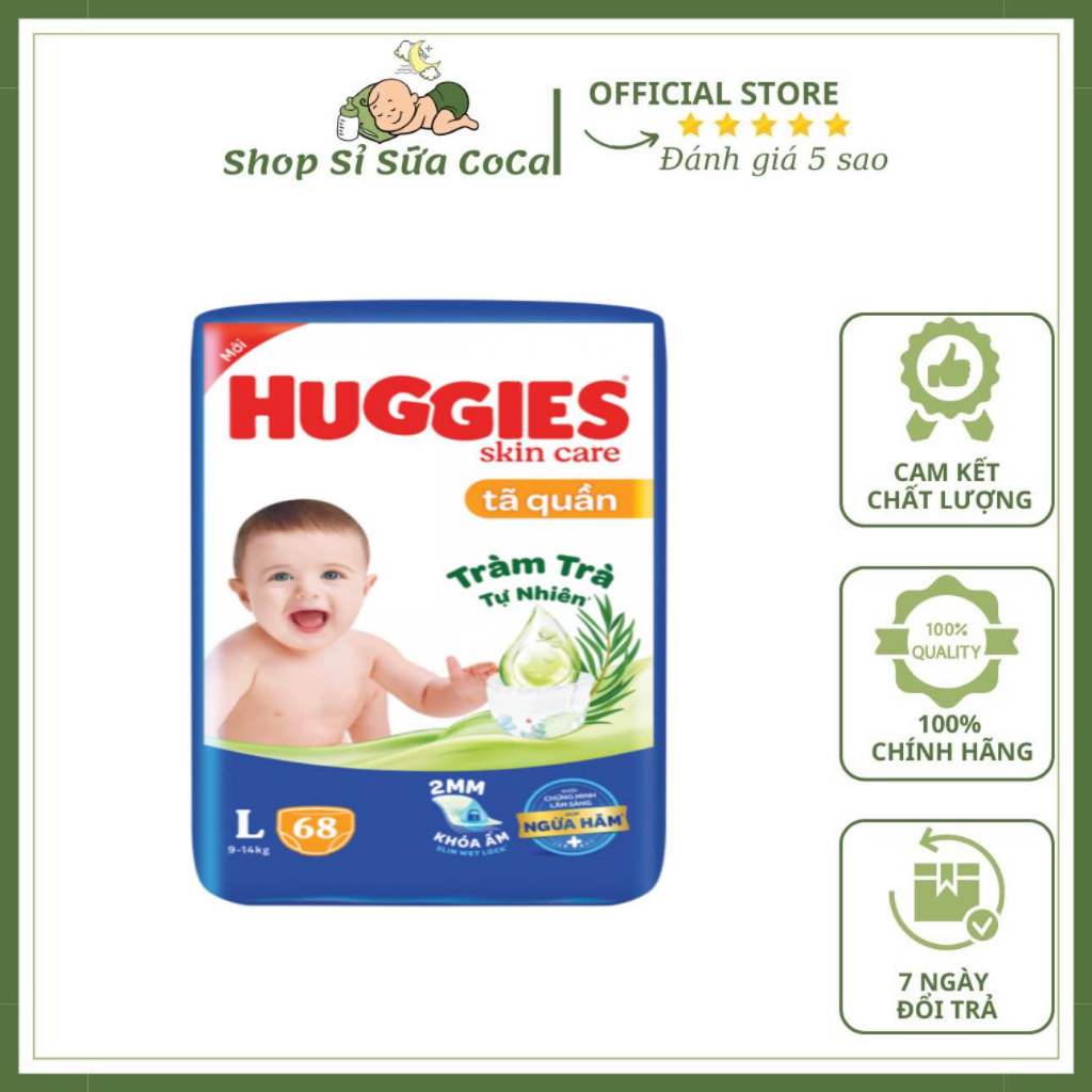 Bỉm Tã Quần Huggies L 68 Miếng ( Skincare Tràm Trà Tự Nhiên)