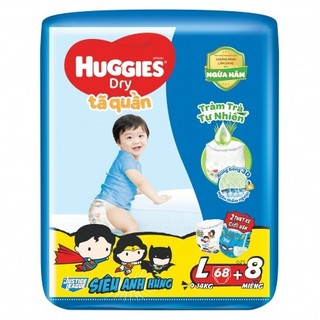 Bỉm Tã Quần Huggies L 68 Miếng ( Skincare Tràm Trà Tự Nhiên)