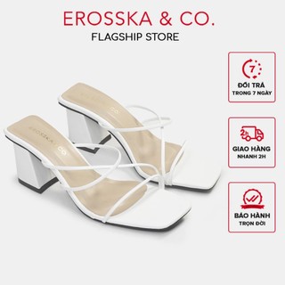 Erosska - Sandal Quai Mảnh thời trang Erosska mũi vuông cao 7cm màu trắng _ EM074
