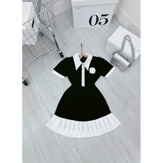 ĐẦM NHUNG ĐEN CỔ SƠ MI