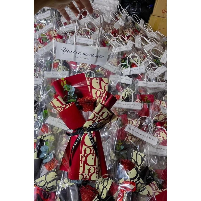 Hoa hồng dio 1 bông kèm túi