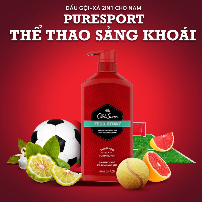 Dầu Gội - Xả OLD SPICE 2in1 Hương Nước Hoa Cho Nam Chai 650 ML