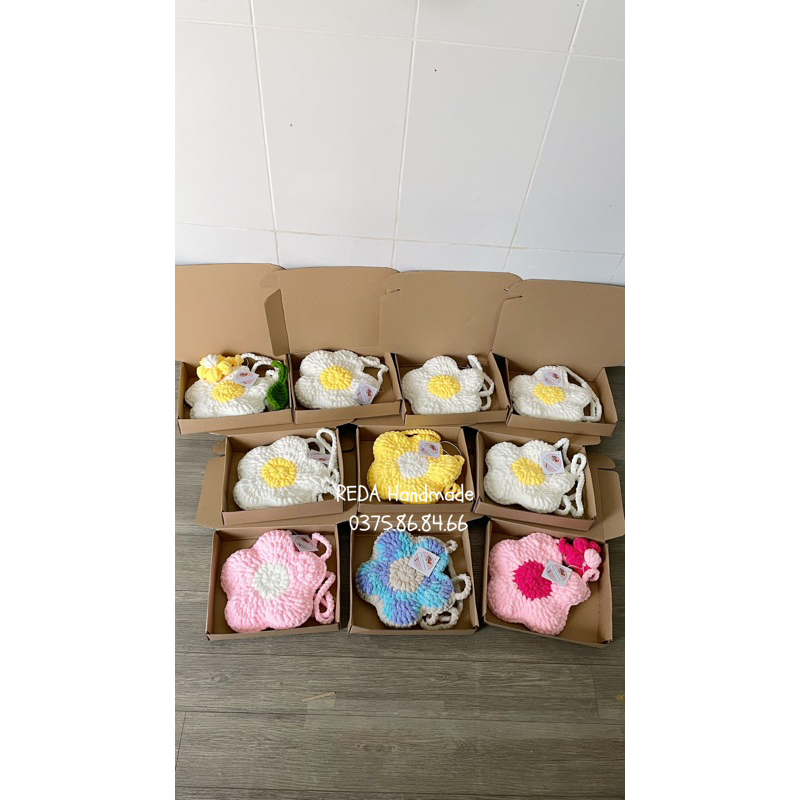 TÚI HOA MINI LEN ĐEO CHÉO