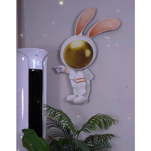 Tranh tráng gương hình thỏ trắng có đèn led có điều khiển từ xa /Trang trí phòng khách /Phòng ngủ//Làm quà tặng