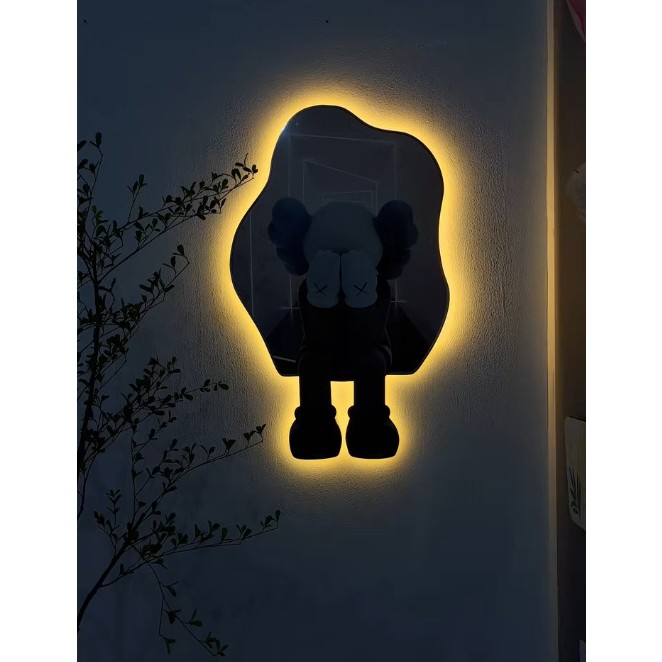 Tranh tráng gương gấu che mặt đáng yêu có led có điều khiển từ xa /trang trí nhà cửa /Làm quà tặng