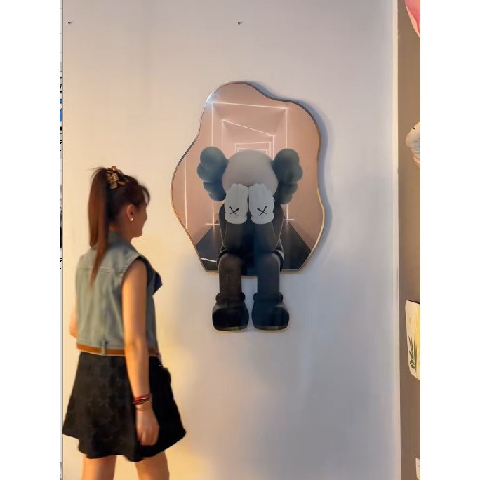 Tranh tráng gương gấu che mặt đáng yêu có led có điều khiển từ xa /trang trí nhà cửa /Làm quà tặng