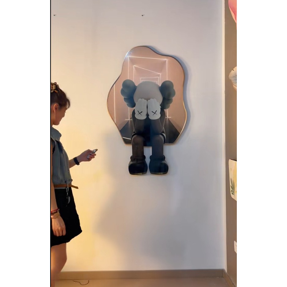 Tranh tráng gương gấu che mặt đáng yêu có led có điều khiển từ xa /trang trí nhà cửa /Làm quà tặng