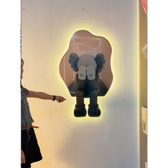 Tranh tráng gương gấu che mặt đáng yêu có led có điều khiển từ xa /trang trí nhà cửa /Làm quà tặng