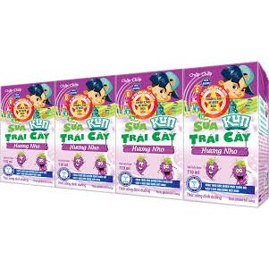 Sữa trái cây Kun hương nho - lốc 4 hộp x 110ml