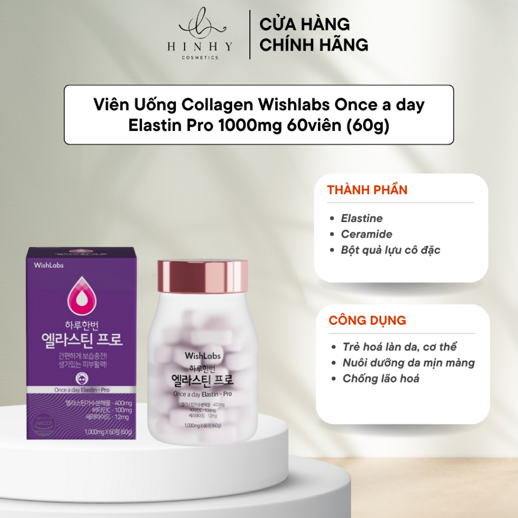 Viên Uống Collagen Wishlabs Once a day Elastin Pro 1000mgx60viên (60g)