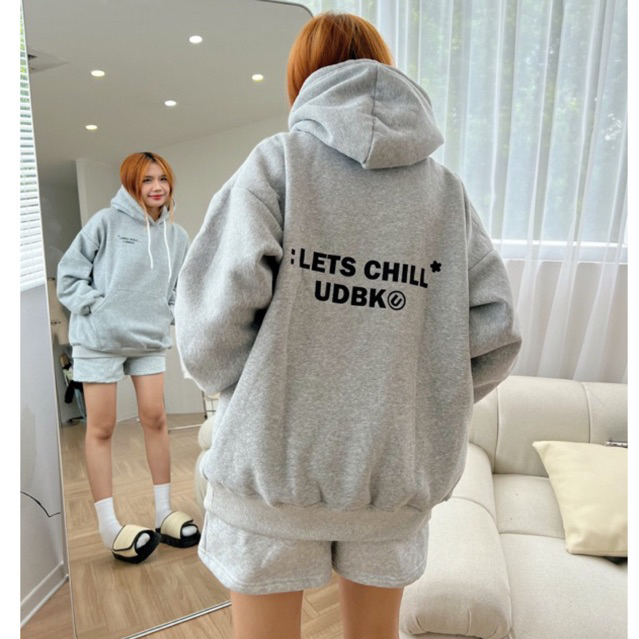 Áo hoodie nỉ bông, Áo nỉ unisex In Chữ 2 Mặt LET CHILL Su Min Min