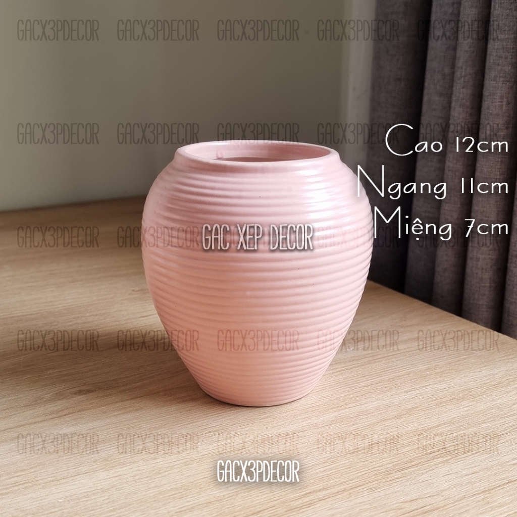 Lọ hoa gốm sứ men mát dáng vò chum Bát Tràng