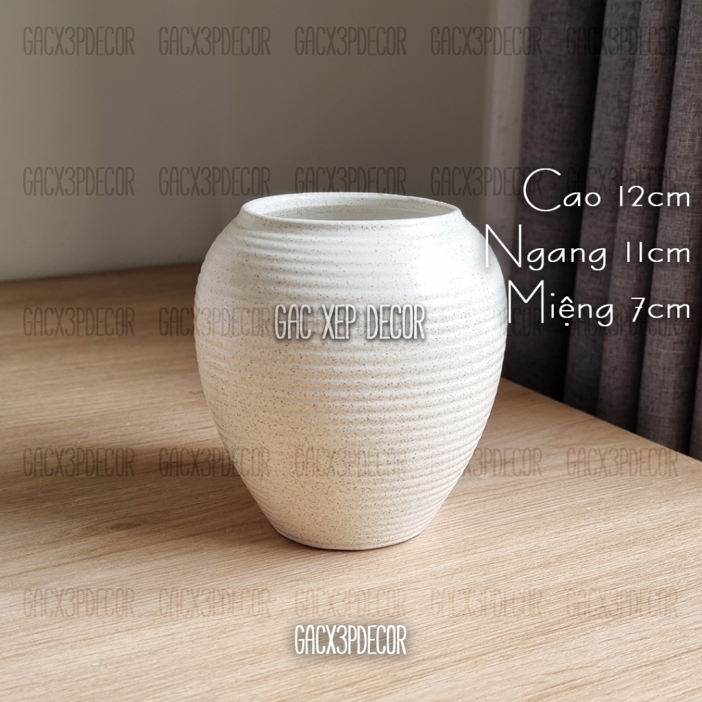 Lọ hoa gốm sứ men mát dáng vò chum Bát Tràng