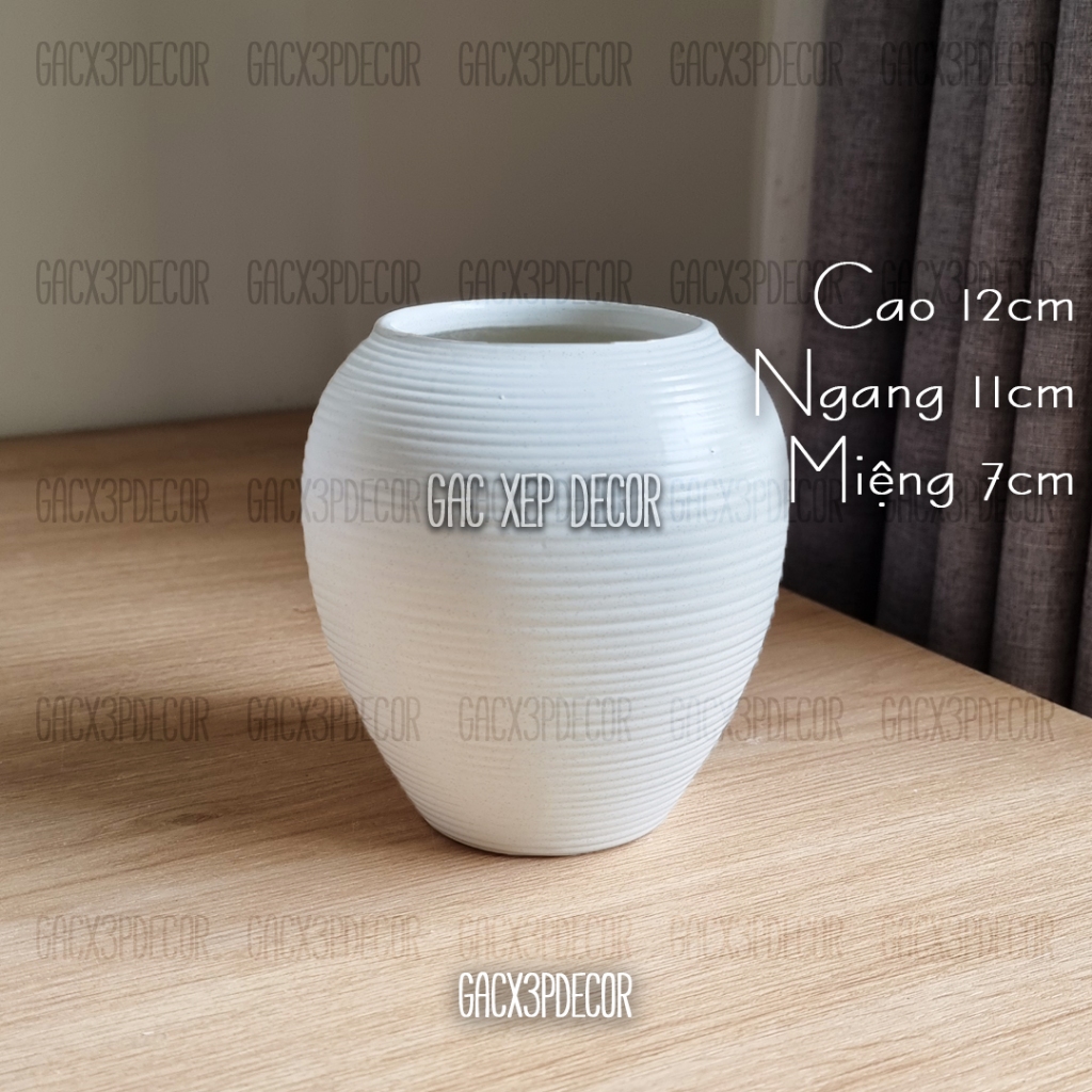 Lọ hoa gốm sứ men mát dáng vò chum Bát Tràng