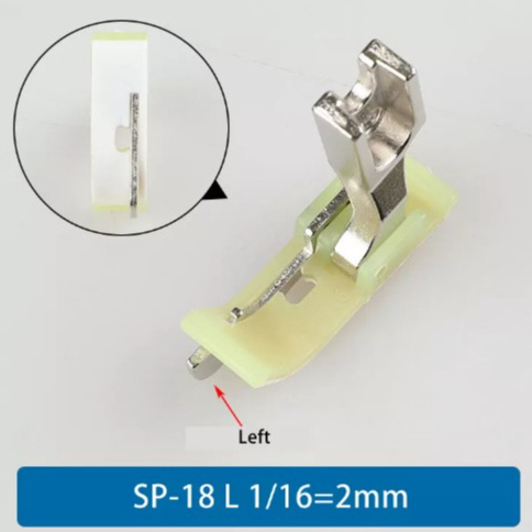 Chân Vịt Nhựa Diễu Mí Trái Máy May 1 Kim; SP-18  Left Teflon Presser Foot For Single Needle Sewing Machine